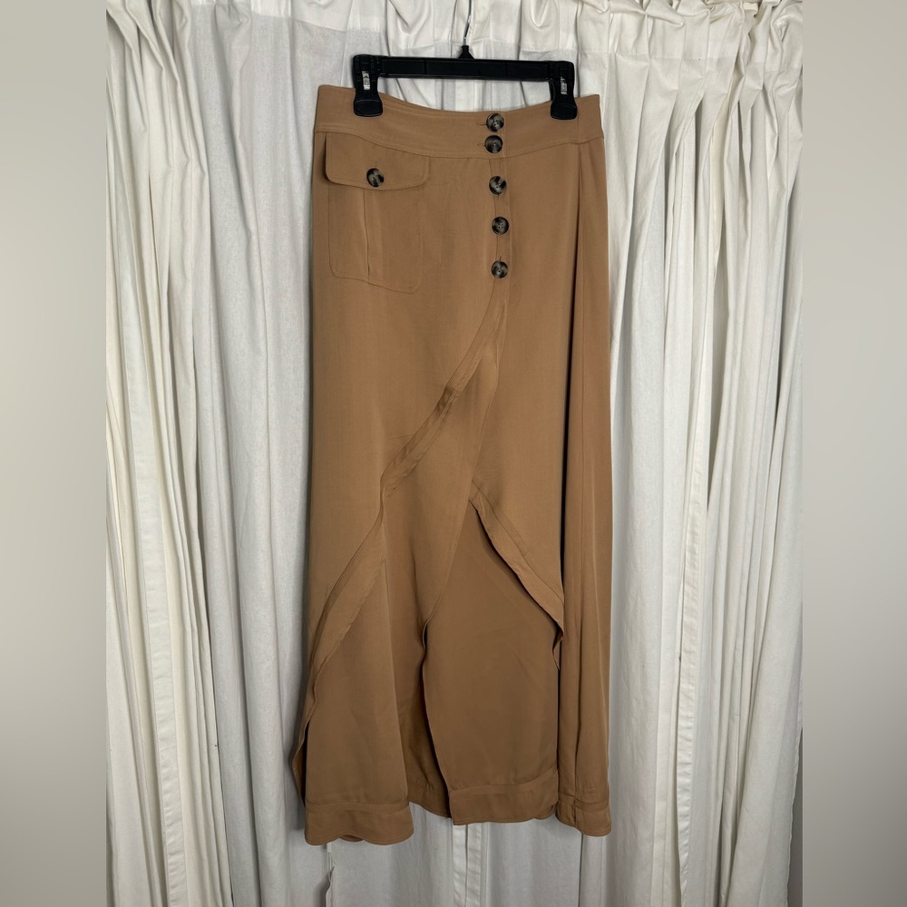 Self-Portrait Tan Maxi Skirt
